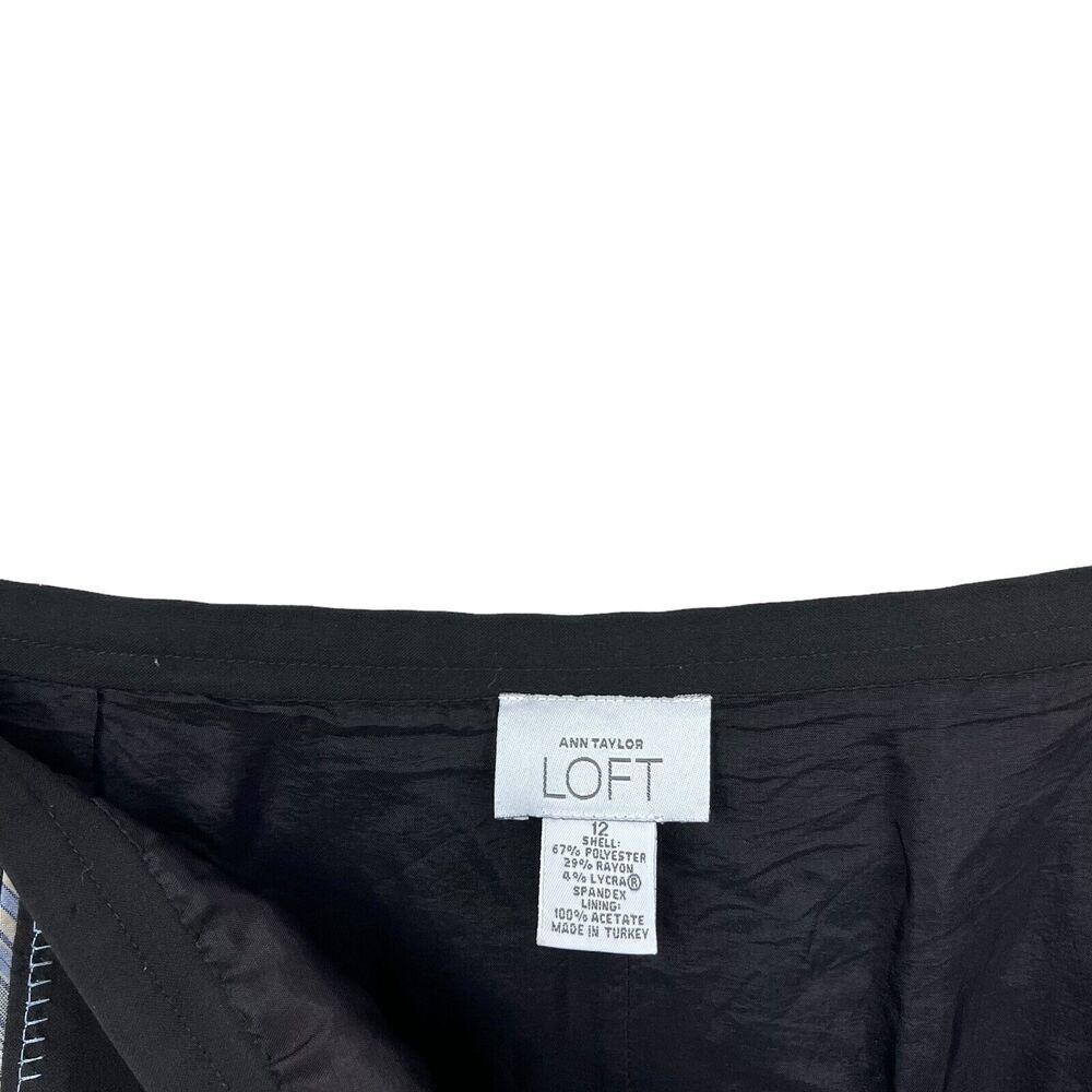 Ann Taylor Loft Womens A Line Skirt Trim Stitch Detail Lined Zip Black Sz 12* - Picture 6 of 6